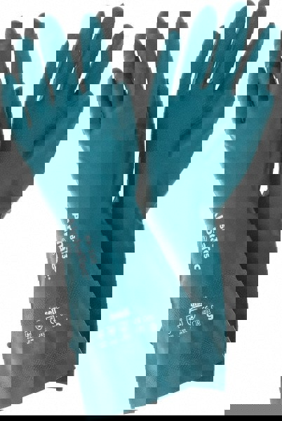 Series 58-335 Chemical Resistant Gloves: Size Large, 17.00 Thick, Nitrile, Nitrile, Supported,